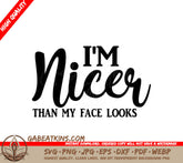 Im Nicer Than My Face Looks SVG Design - Funny  Design SVG