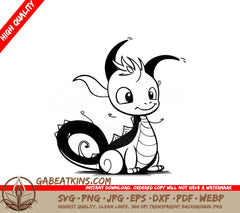 Funny Cartoon  Dragon SVG - Vector Illustration SVG