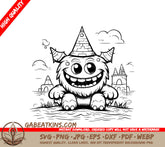 Funny Monster in Pyramid Hat - SVG Illustration SVG