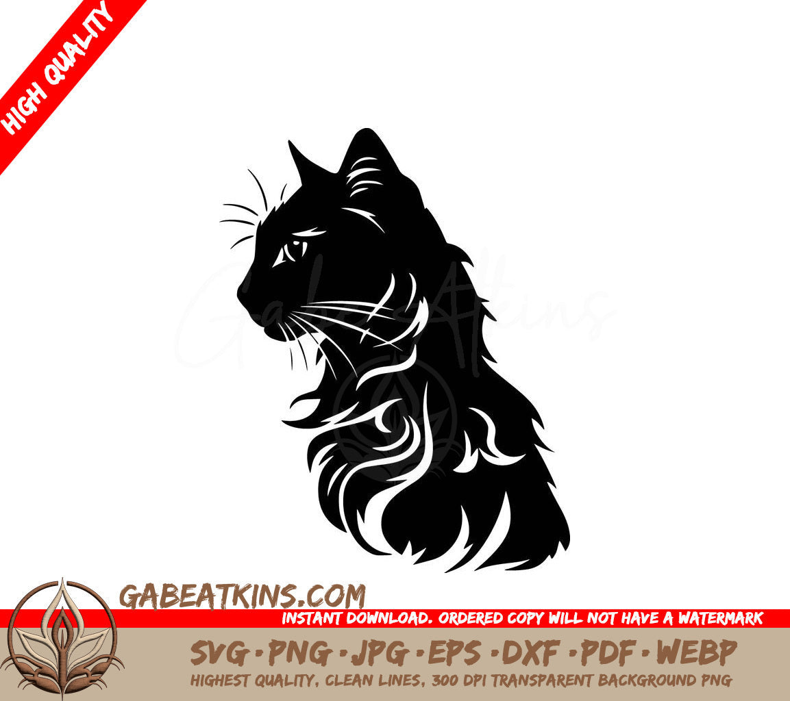 A Cat On A White Background SVG - Furry Feline SVG