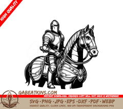 A Knight Riding A Horse SVG - Gallant Mounted Knight SVG