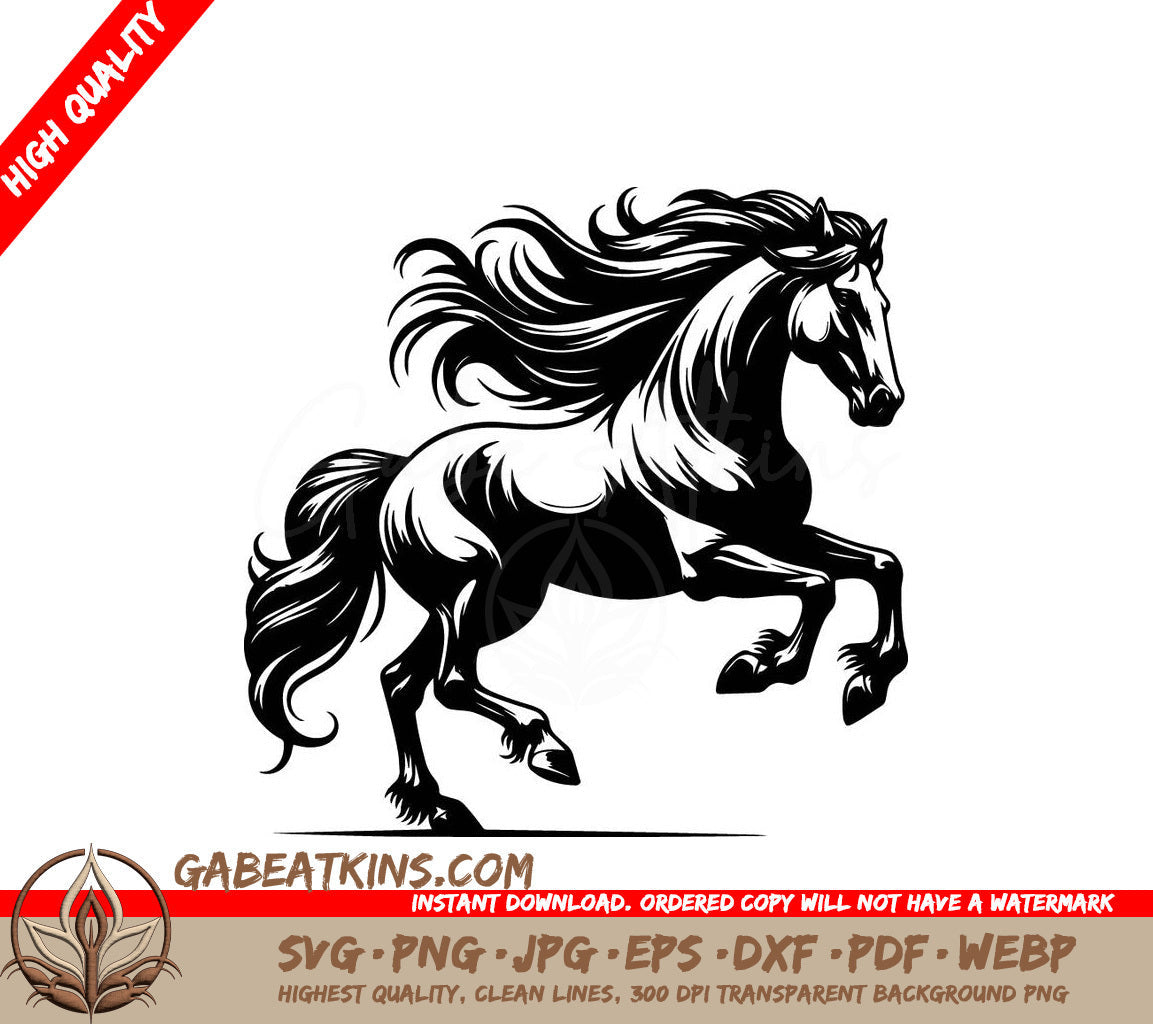 A Horse With A Long Mane SVG - Gallop Power SVG