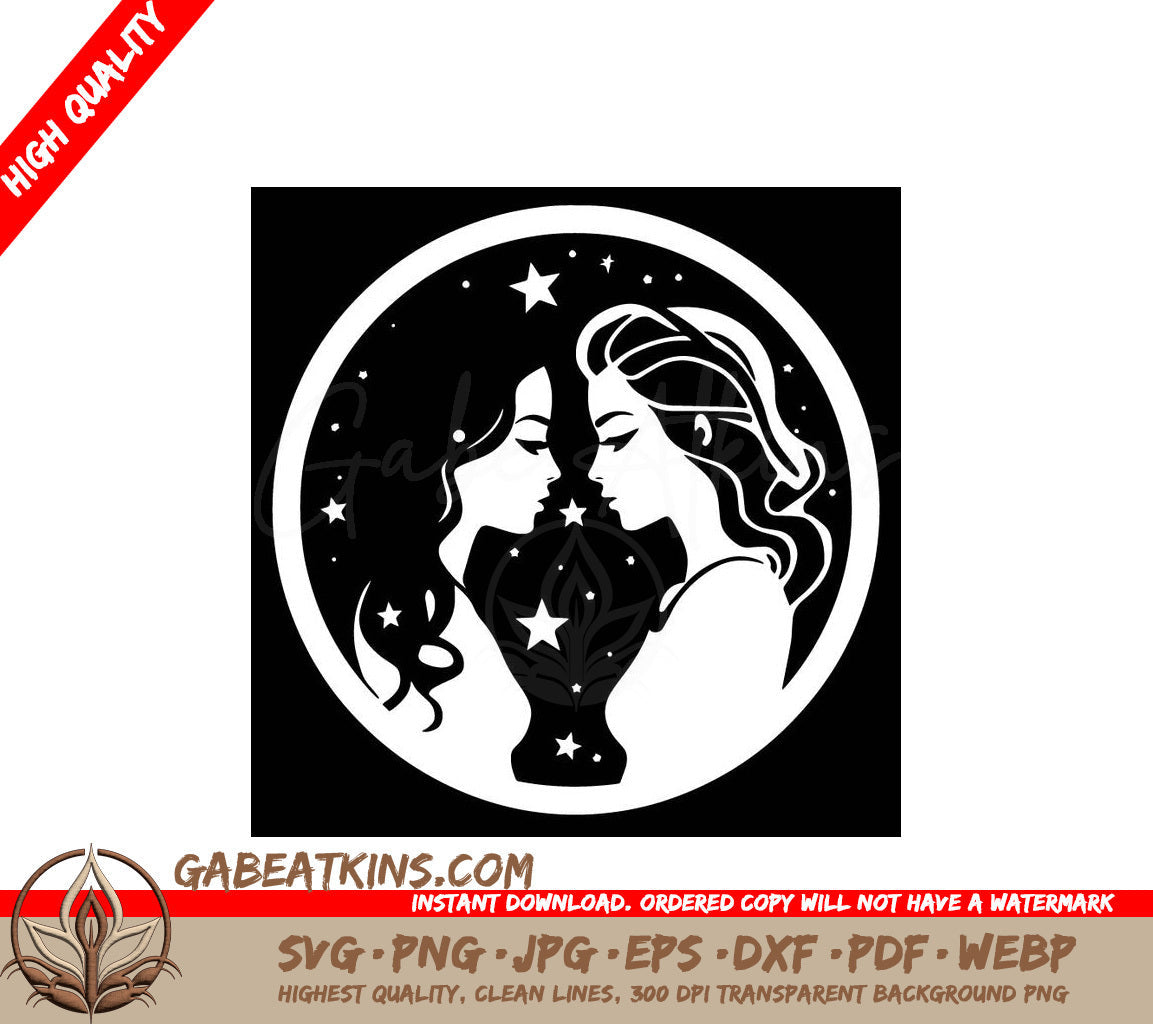 Two Women Looking At Each Other SVG - Gemini Women SVG