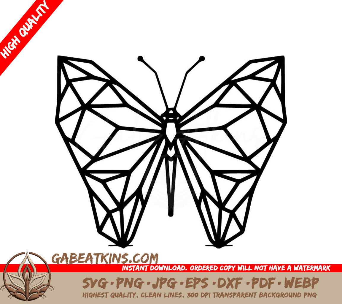 Geometric Butterfly SVG - A Butterfly On A White Background