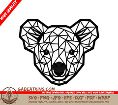 A Koala Bears Head SVG - Geometric Koala SVG