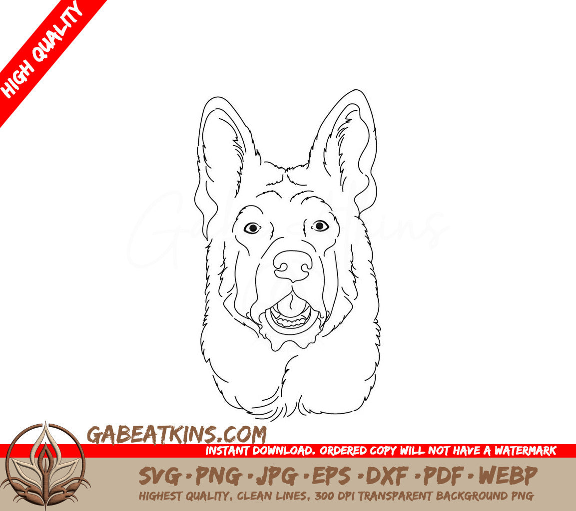 German Shepherd Head SVG - Line Art SVG