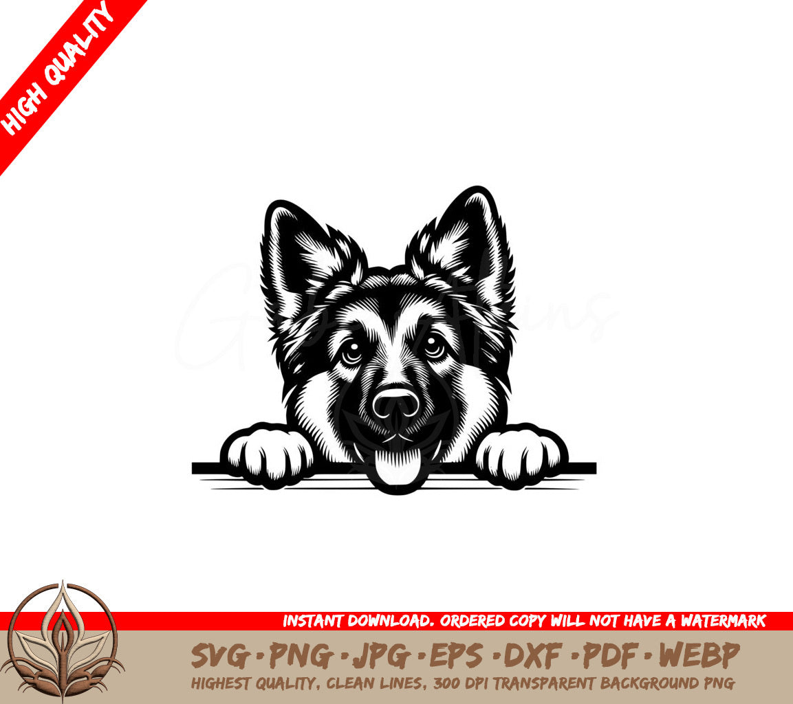 German Shepherd Puppy Stare Digital Design SVG
