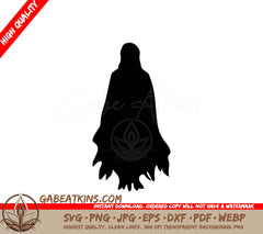 A Black Silhouette Of A Person With A Cape On