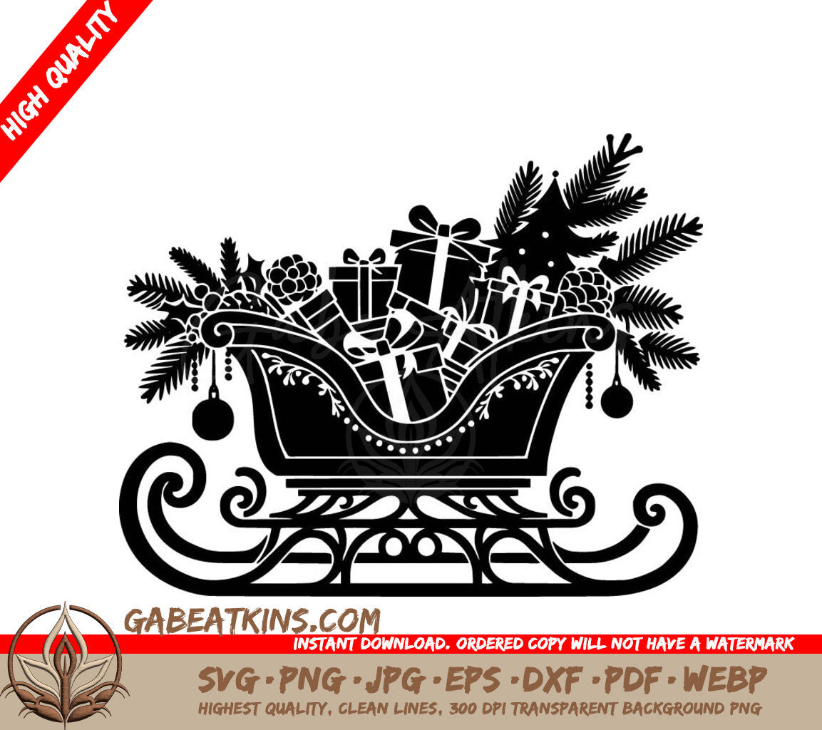 A Sleigh Filled With Gifts SVG - Gift-laden Sleigh SVG