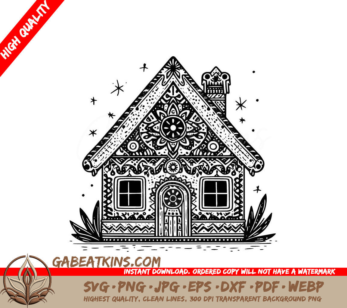 A Gingerbread House SVG - Gingerbread Boho Wonderland SVG