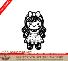 A Gingerbread Girl SVG - Gingerbread Girl Bow SVG
