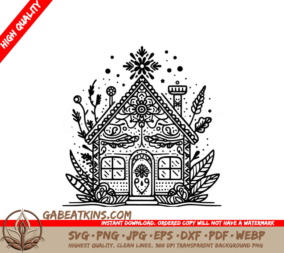 A Gingerbread House SVG - Gingerbread House Snowflake SVG