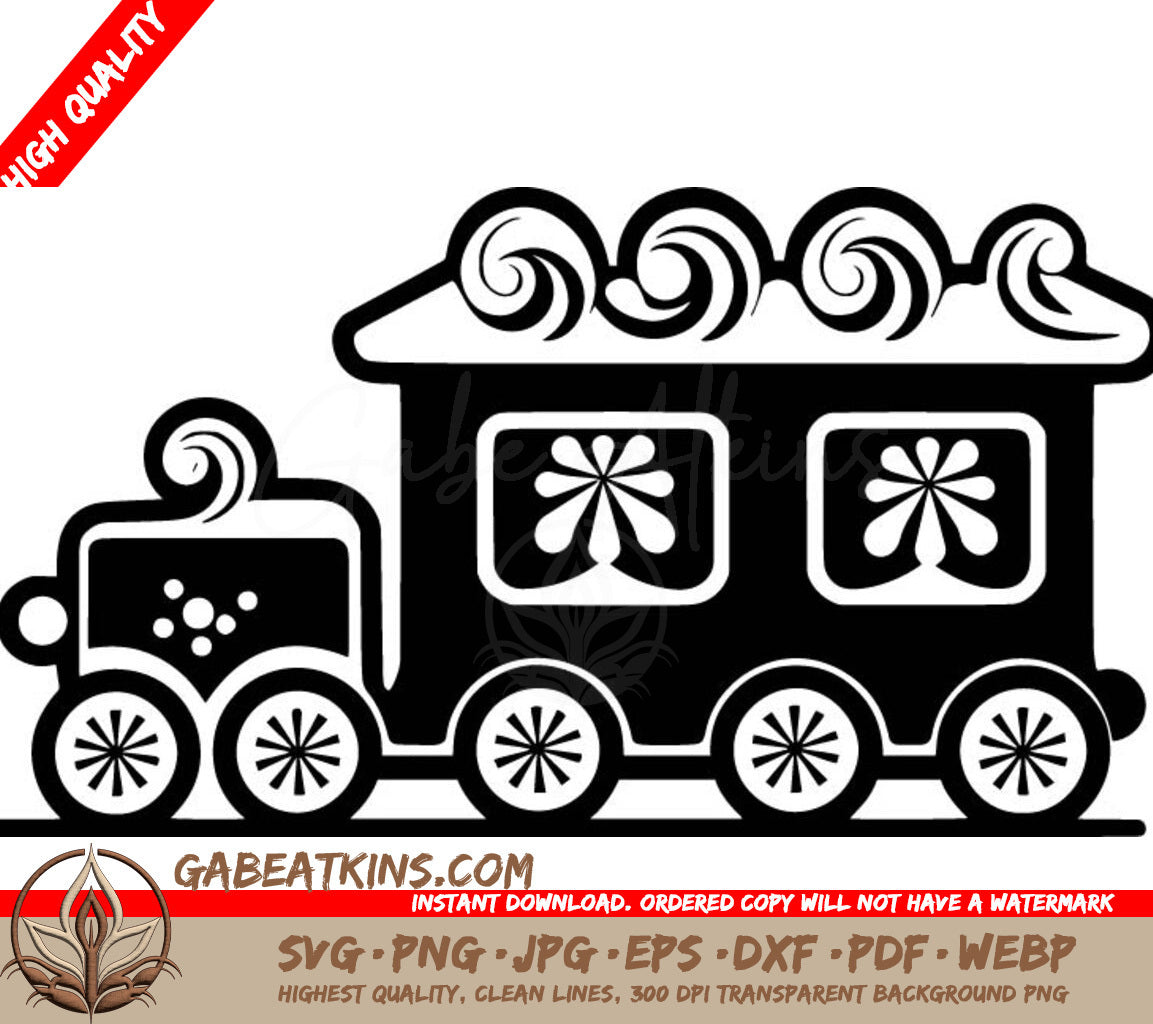 A Train With Flowers On The Windows . SVG - Gingerbread Train SVG
