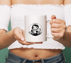 Girl Reading with Fish SVG - Digital Illustration SVG