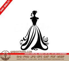 Glamorous Drape Dress SVG - Woman in Long Gown Design SVG