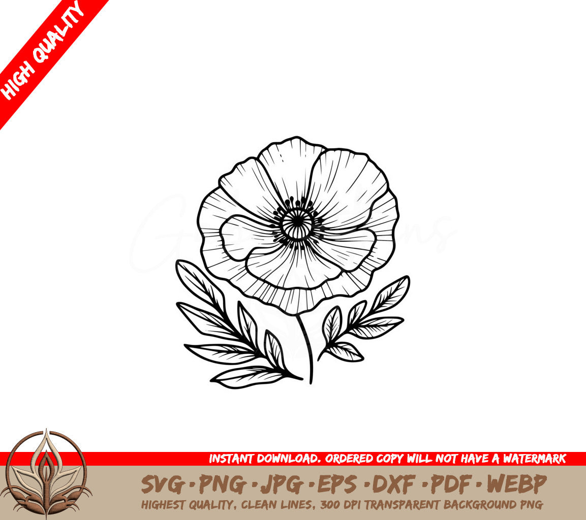 Glorious Poppy Digital SVG Offering