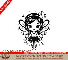 Fairy with Flower SVG Whimsical Garden Guardian Emblem SVG
