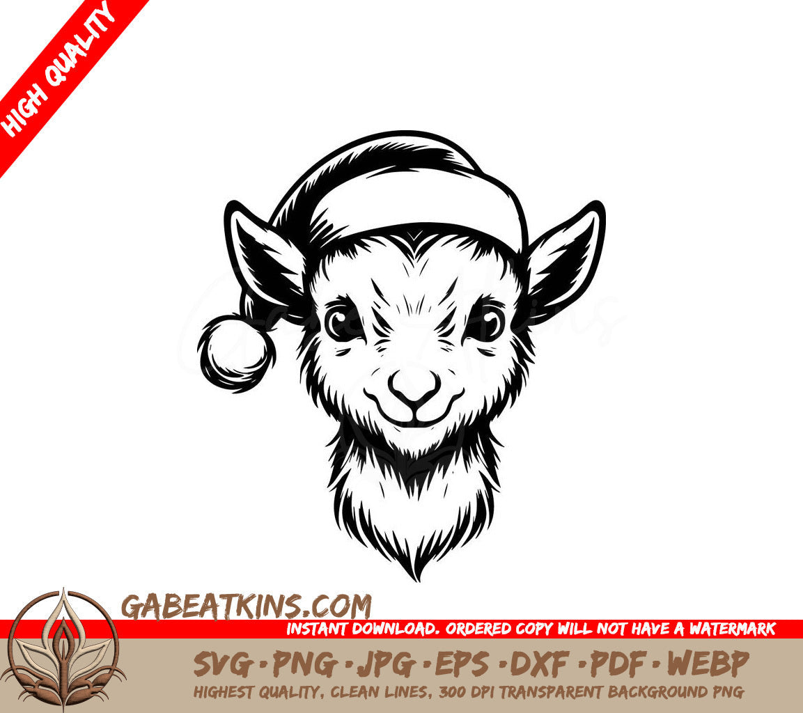 A Goat Wearing A Santa Hat SVG - Goat in Santa Hat SVG
