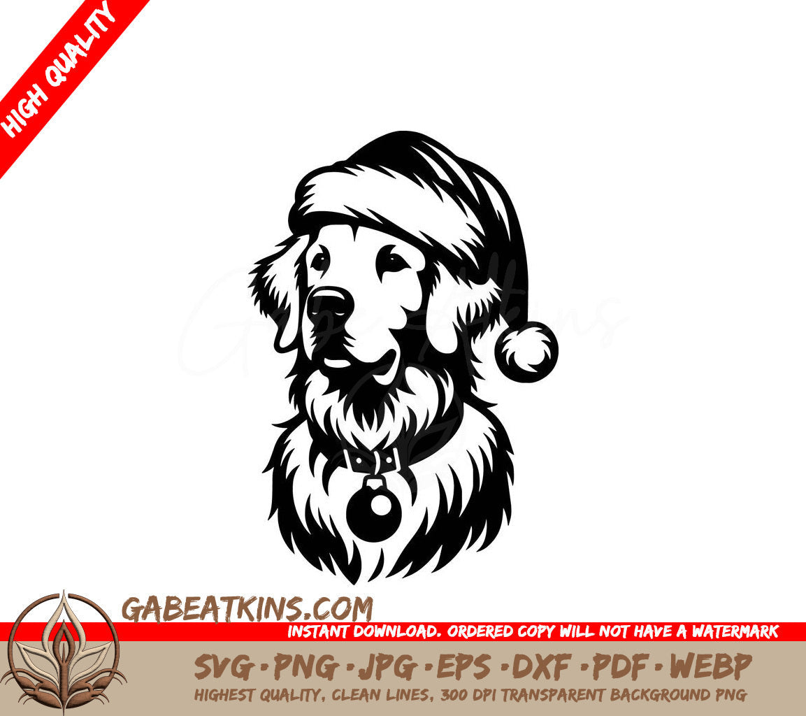A Dog Wearing A Santa Hat SVG - Golden Santa Pup SVG