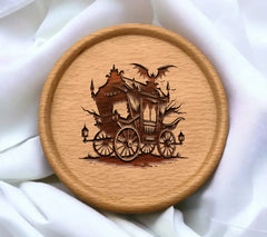 Gothic Carriage with Bats SVG - Halloween Spooky Vector Art SVG