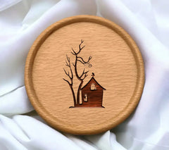 Gothic Horror House with Tree SVG - Drawing SVG