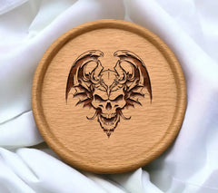 Gothic Skull with Horns & Wings SVG - Drawing SVG