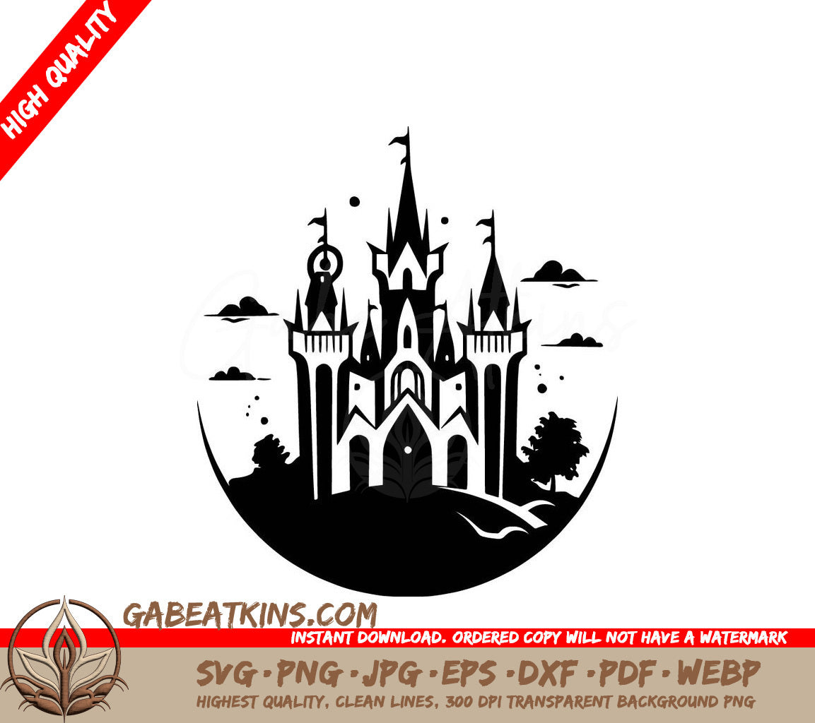 Gothic Castle Hilltop SVG Illustration SVG