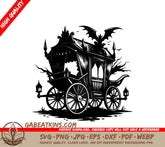 Gothic Carriage with Bats SVG - Halloween Spooky Vector Art SVG