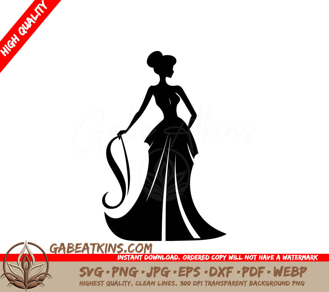 Gothic Grace Black Woman Silhouette SVG SVG