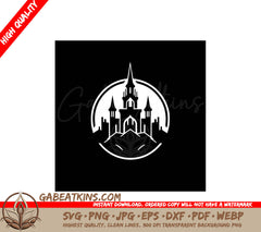 Gothic Castle Circle SVG - T-Shirt Design SVG