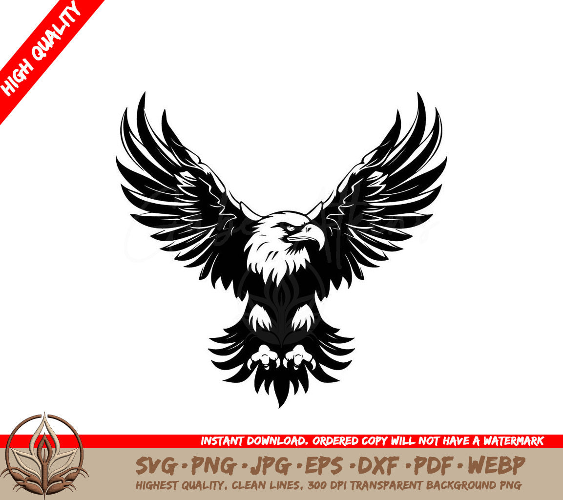 Gothic Legacy Skull Wing Span Vector Logo Design Inked Flight Eagle Tattoo Style Emblem SVG
