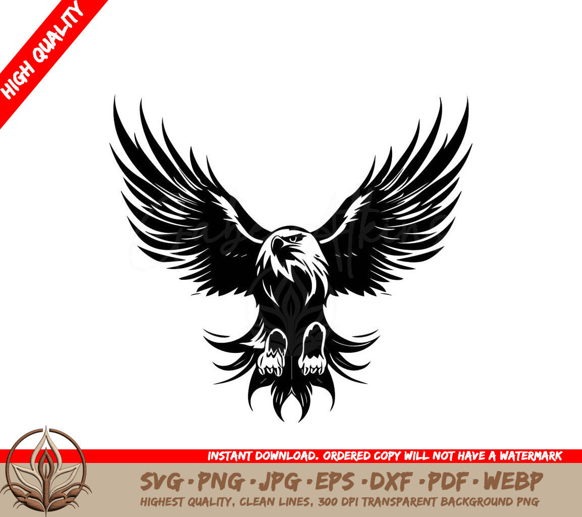 Gothic Triumph Tattoo Style Eagle Logo Design Inked Aviary Eagle with Skull Vector Emblem SVG