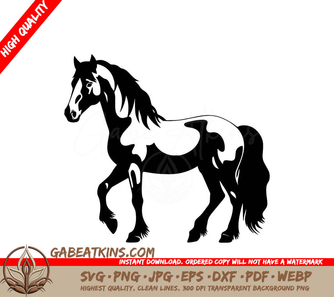 A Horse On A White Background SVG - Graceful Gypsy Horse SVG