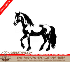 A Horse On A White Background SVG - Graceful Gypsy Horse SVG