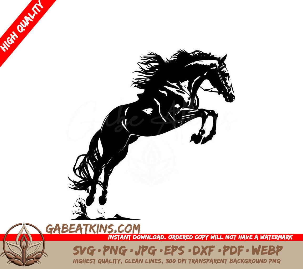 A Horse Jumping In The Air SVG - Graceful Horse Jumping SVG