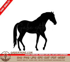 A Black Silhouette Of A Horse On A White Background SVG - Graceful Horse SVG