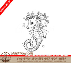 A Seahorse With Bubbles Around It SVG - Graceful Seahorse SVG