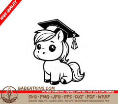 A Pony Wearing A Graduation Cap SVG - Graduation Pony SVG