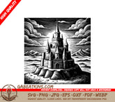 Ocean Castle SVG - Grand Sandcastle with Towers SVG