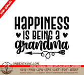 Grandma SVG - Happiness Is Being A Grandma With An Arrow & Hearts SVG
