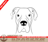 Great Dane Dog Face SVG -  Line Art SVG