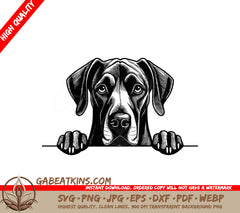 Great Dane Peeking Over Wall - SVG SVG