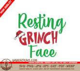 Resting Grinch Face Christmas Design SVG with Santa Hat SVG