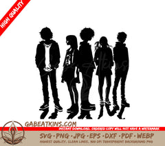 A Group Of People Standing Next To Each Other With One Of Them Wearing A T-Shirt That Says Lucky SVG - Group of Teenagers SVG