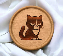 Grumpy Cat Silhouette SVG - Closed Eyes Design SVG