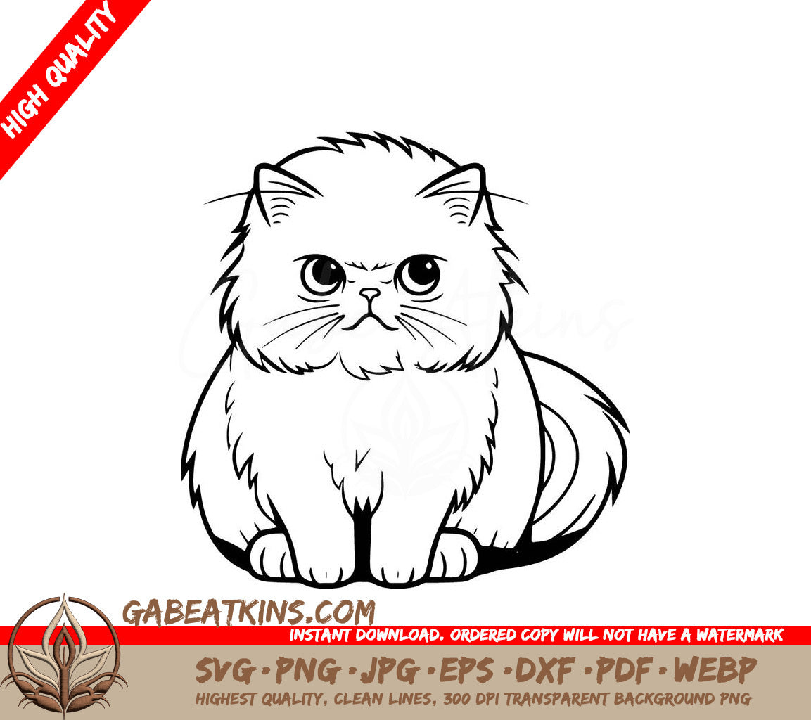 A Fluffy Cat SVG - Grumpy Persian SVG