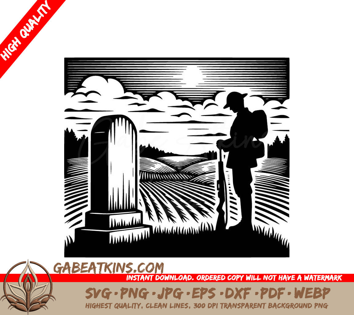 A Soldier Standing In Front Of A Grave SVG - Guarding Sacrifice SVG