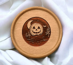 Halloween Pumpkin with Trees SVG - Drawing SVG