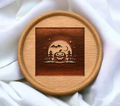 Halloween Pumpkin Silhouette SVG - Tree, Bat, Full Moon Design SVG