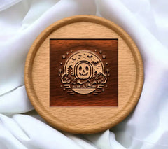 Halloween Skull with Trees and Bats SVG Illustration SVG